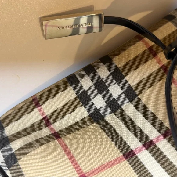 Burberry Check Canvas Bowler Bag – Black Trim - Picture 7 of 10